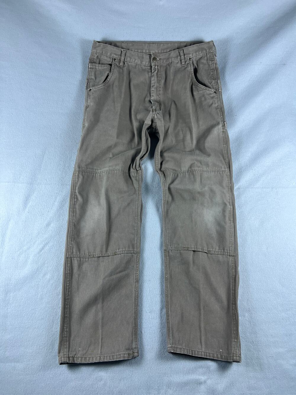 KEY Carpenter Pants Mens 38x32 Brown Canvas Double Knee Workwear Cargo Utility